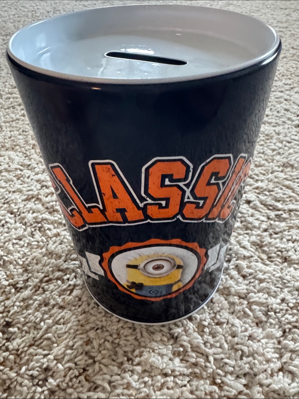 Universal Despicable Me Minion Black & Orange Coin Bank